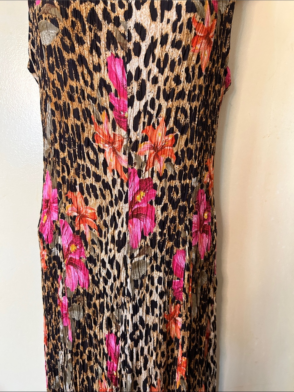 American Angel Vintage Floral and Cheetah Print Crinkle Dress size M - Picture 4 of 11